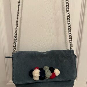 Stylish Blue Suede Shoulder Bag